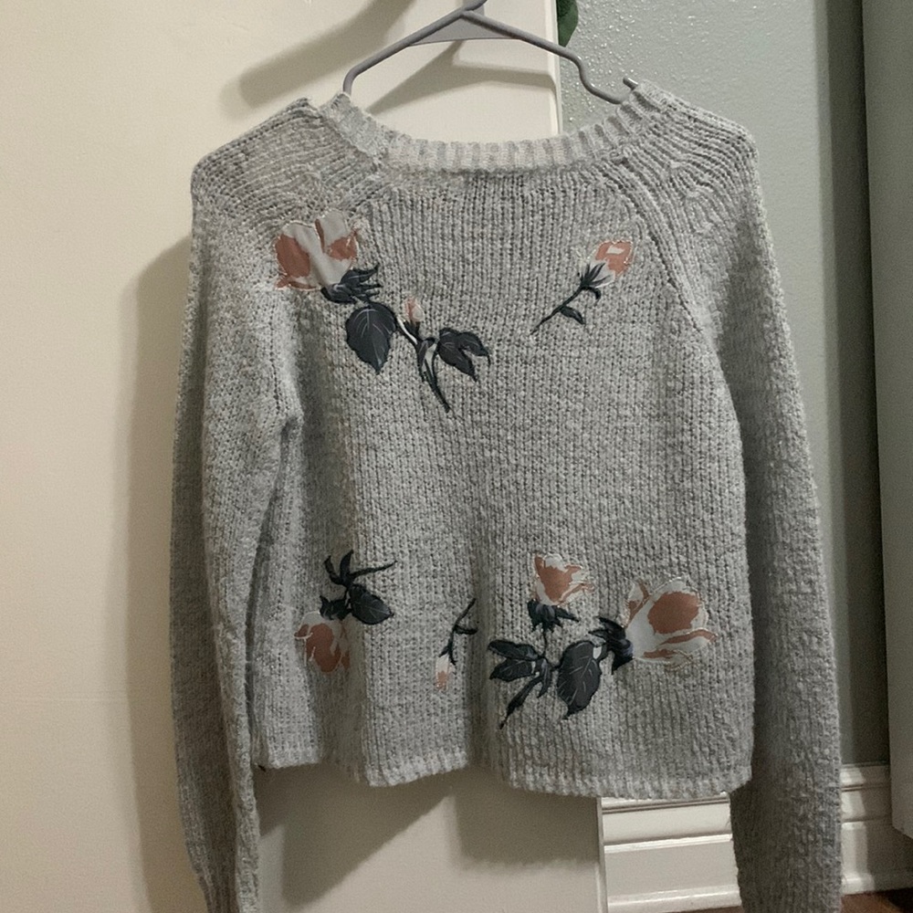 Woven Heart Cropped Knitted Long Sleeve